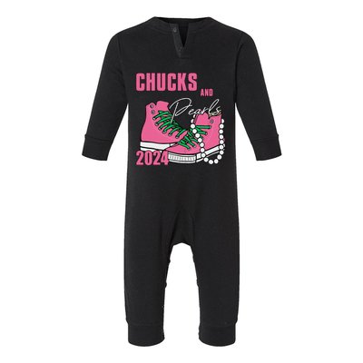 Chucks And Pearls IM With Her Kamala 2024 Infant Fleece One Piece