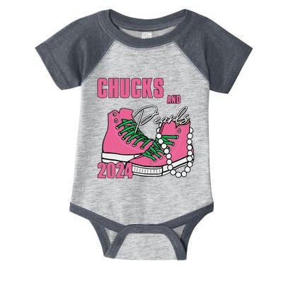 Chucks And Pearls IM With Her Kamala 2024 Infant Baby Jersey Bodysuit