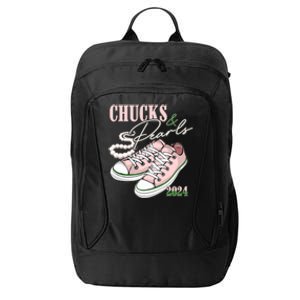 Chucks And Pearls Kamala Harris 2024 Aka Sorority Pink And Green City Backpack