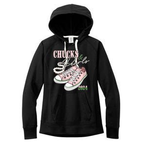 Chucks And Pearls Kamala Harris 2024 Aka Sorority Pink And Green Women's Fleece Hoodie