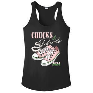 Chucks And Pearls Kamala Harris 2024 Aka Sorority Pink And Green Ladies PosiCharge Competitor Racerback Tank