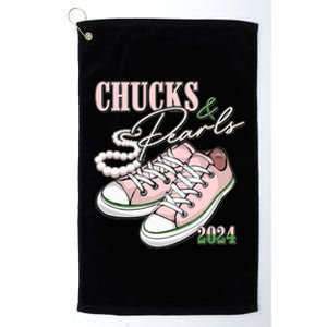 Chucks And Pearls Kamala Harris 2024 Aka Sorority Pink And Green Platinum Collection Golf Towel