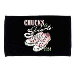 Chucks And Pearls Kamala Harris 2024 Aka Sorority Pink And Green Microfiber Hand Towel