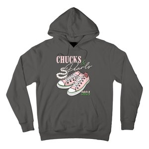 Chucks And Pearls Kamala Harris 2024 Aka Sorority Pink And Green Hoodie