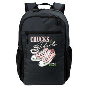 Chucks And Pearls Kamala Harris 2024 Aka Sorority Pink And Green Daily Commute Backpack