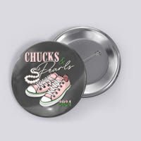 Chucks And Pearls Kamala Harris 2024 Aka Sorority Pink And Green Button