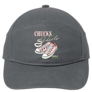 Chucks And Pearls Kamala Harris 2024 Aka Sorority Pink And Green 7-Panel Snapback Hat