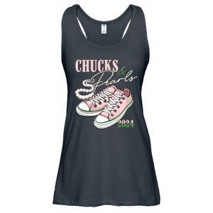 Chucks And Pearls Kamala Harris 2024 Aka Sorority Pink And Green Ladies Essential Flowy Tank