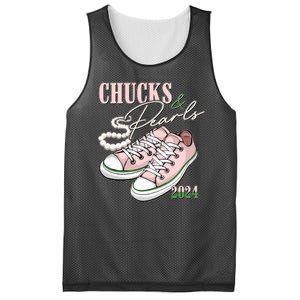 Chucks And Pearls Kamala Harris 2024 Aka Sorority Pink And Green Mesh Reversible Basketball Jersey Tank