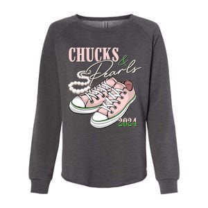 Chucks And Pearls Kamala Harris 2024 Aka Sorority Pink And Green Womens California Wash Sweatshirt