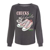 Chucks And Pearls Kamala Harris 2024 Aka Sorority Pink And Green Womens California Wash Sweatshirt