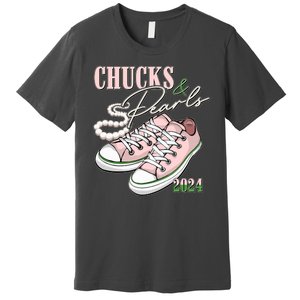 Chucks And Pearls Kamala Harris 2024 Aka Sorority Pink And Green Premium T-Shirt