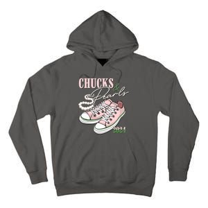 Chucks And Pearls Kamala Harris 2024 Aka Sorority Pink And Green Tall Hoodie