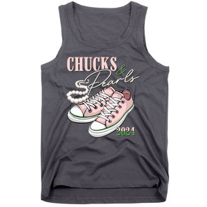 Chucks And Pearls Kamala Harris 2024 Aka Sorority Pink And Green Tank Top