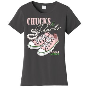 Chucks And Pearls Kamala Harris 2024 Aka Sorority Pink And Green Women's T-Shirt