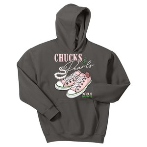 Chucks And Pearls Kamala Harris 2024 Aka Sorority Pink And Green Kids Hoodie