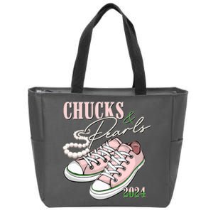 Chucks And Pearls Kamala Harris 2024 Aka Sorority Pink And Green Zip Tote Bag