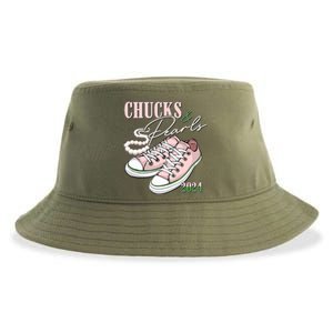 Chucks And Pearls Kamala Harris 2024 Aka Sorority Pink And Green Sustainable Bucket Hat