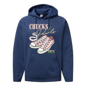 Chucks And Pearls Kamala Harris 2024 Aka Sorority Pink And Green Performance Fleece Hoodie