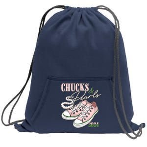 Chucks And Pearls Kamala Harris 2024 Aka Sorority Pink And Green Sweatshirt Cinch Pack Bag