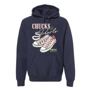 Chucks And Pearls Kamala Harris 2024 Aka Sorority Pink And Green Premium Hoodie