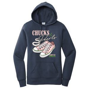 Chucks And Pearls Kamala Harris 2024 Aka Sorority Pink And Green Women's Pullover Hoodie