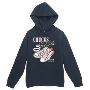 Chucks And Pearls Kamala Harris 2024 Aka Sorority Pink And Green Urban Pullover Hoodie