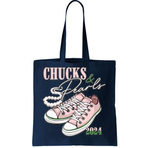 Chucks And Pearls Kamala Harris 2024 Aka Sorority Pink And Green Tote Bag