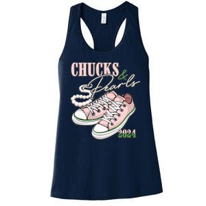 Chucks And Pearls Kamala Harris 2024 Aka Sorority Pink And Green Women's Racerback Tank