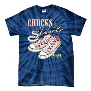 Chucks And Pearls Kamala Harris 2024 Aka Sorority Pink And Green Tie-Dye T-Shirt