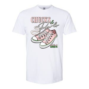 Chucks And Pearls Kamala Harris 2024 Aka Sorority Pink And Green Softstyle CVC T-Shirt