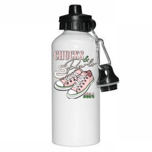 Chucks And Pearls Kamala Harris 2024 Aka Sorority Pink And Green Aluminum Water Bottle