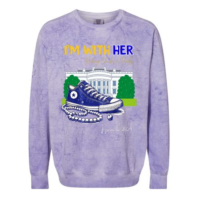 Chucks And Pearls IM With Her Kamala 2024 Colorblast Crewneck Sweatshirt