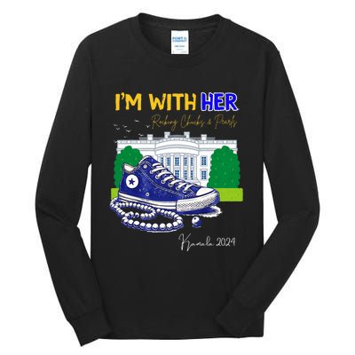 Chucks And Pearls IM With Her Kamala 2024 Tall Long Sleeve T-Shirt