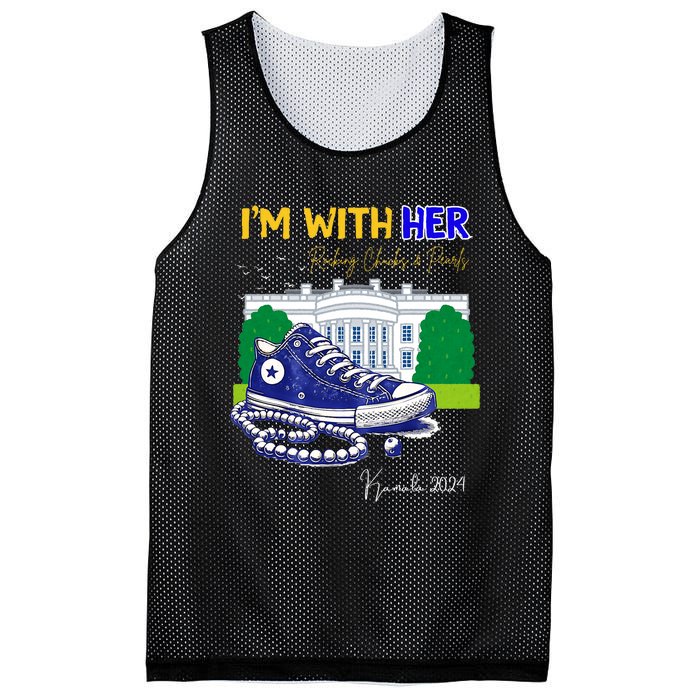 Chucks And Pearls IM With Her Kamala 2024 Mesh Reversible Basketball Jersey Tank