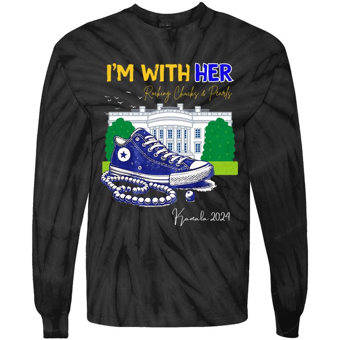 Chucks And Pearls IM With Her Kamala 2024 Tie-Dye Long Sleeve Shirt