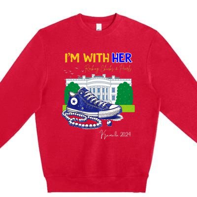 Chucks And Pearls IM With Her Kamala 2024 Premium Crewneck Sweatshirt