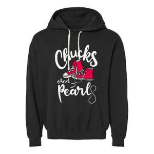 Chucks And Pearls IM With Her Kamala Harris Supporters Garment-Dyed Fleece Hoodie