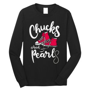 Chucks And Pearls IM With Her Kamala Harris Supporters Long Sleeve Shirt