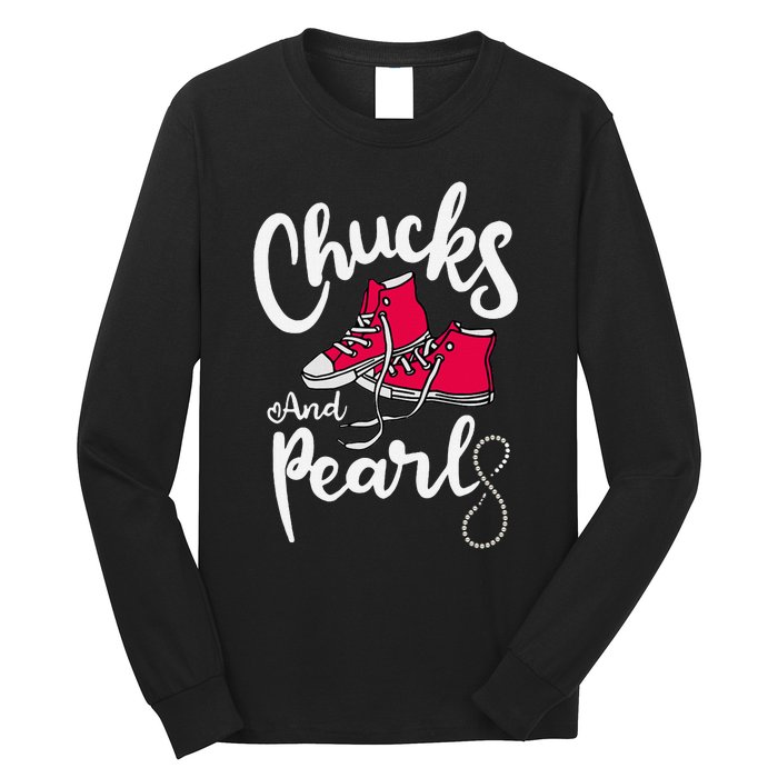 Chucks And Pearls IM With Her Kamala Harris Supporters Long Sleeve Shirt