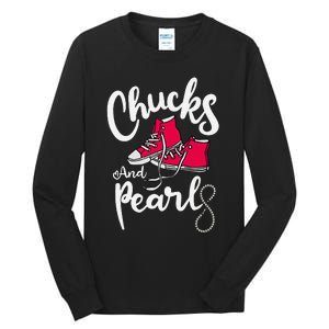 Chucks And Pearls IM With Her Kamala Harris Supporters Tall Long Sleeve T-Shirt