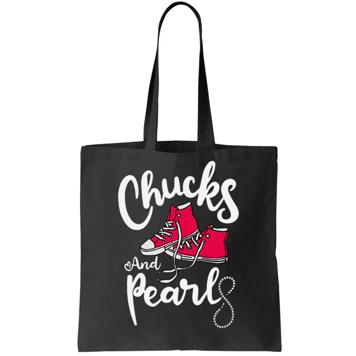 Chucks And Pearls IM With Her Kamala Harris Supporters Tote Bag