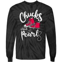 Chucks And Pearls IM With Her Kamala Harris Supporters Tie-Dye Long Sleeve Shirt