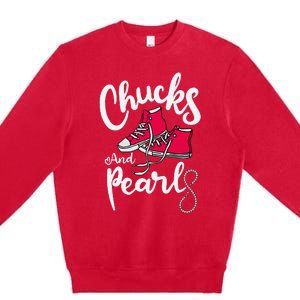 Chucks And Pearls IM With Her Kamala Harris Supporters Premium Crewneck Sweatshirt