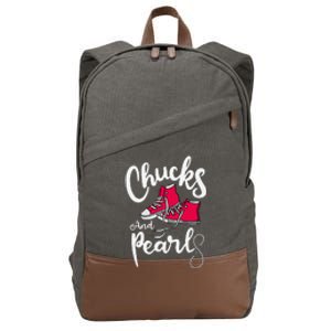 Chucks And Pearls IM With Her Kamala Harris Supporters Cotton Canvas Backpack