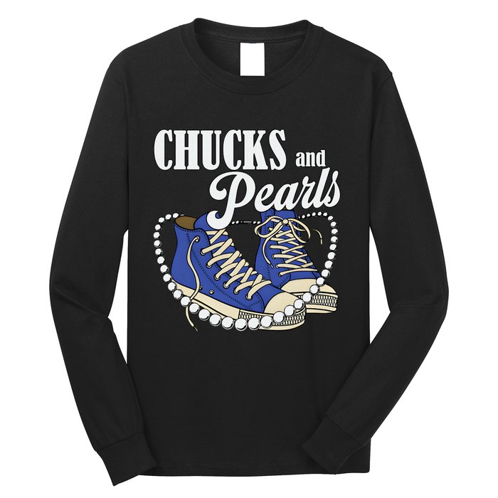 Chucks And Pearls IM With Her Kamala 2024 Long Sleeve Shirt