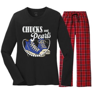 Chucks And Pearls IM With Her Kamala 2024 Women's Long Sleeve Flannel Pajama Set 