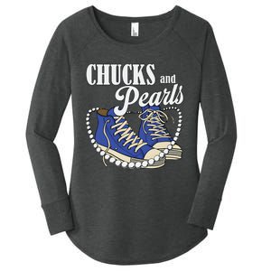 Chucks And Pearls IM With Her Kamala 2024 Women's Perfect Tri Tunic Long Sleeve Shirt