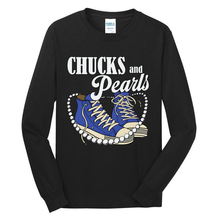 Chucks And Pearls IM With Her Kamala 2024 Tall Long Sleeve T-Shirt