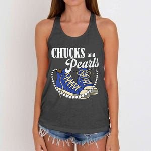 Chucks And Pearls IM With Her Kamala 2024 Women's Knotted Racerback Tank